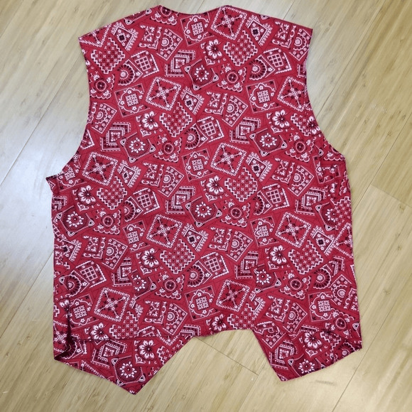 Ranch Hand Designs Red Bandana Gingham Vintage Open Vest SMALL (2778) - Picture 3 of 4